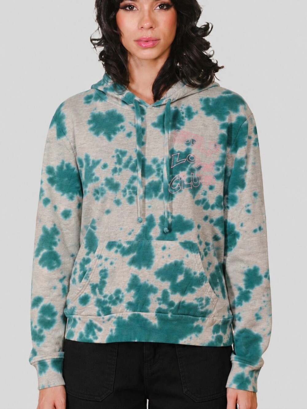 Brooklyn Cloth Self Love Club Tie Dye Hoodie Size Large Blue Green Pink Graphic